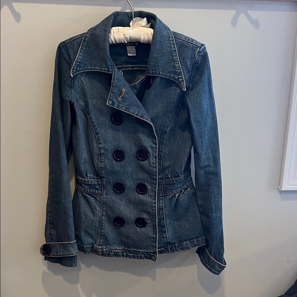 Frankie B. Blue Double-Breasted Jean Jacket